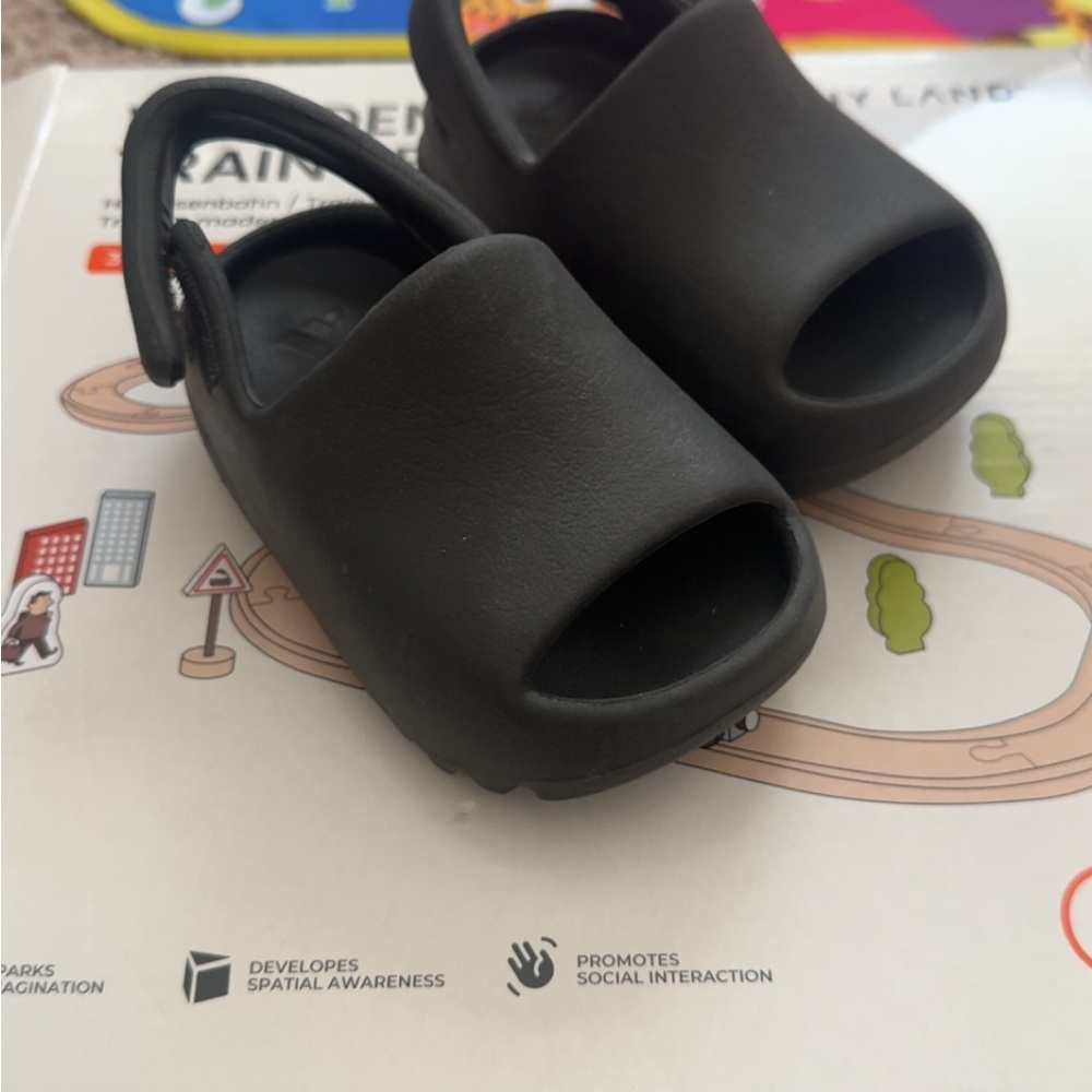 Yeezy Kids Black Slip-On Sandals